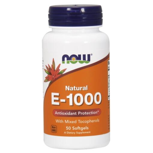 NOW Foods - Vitamin E-1000 - Natural (Mixed Tocopherols) - 50 softgels