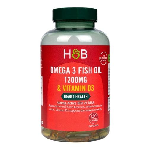Omega 3 Fish Oil 1200mg & Vitamin D3 - 120 caps